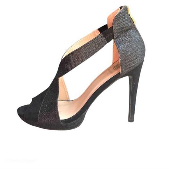 Top Queens Black Peep Toe Stiletto Heels Size 38 - Picture 2 of 9